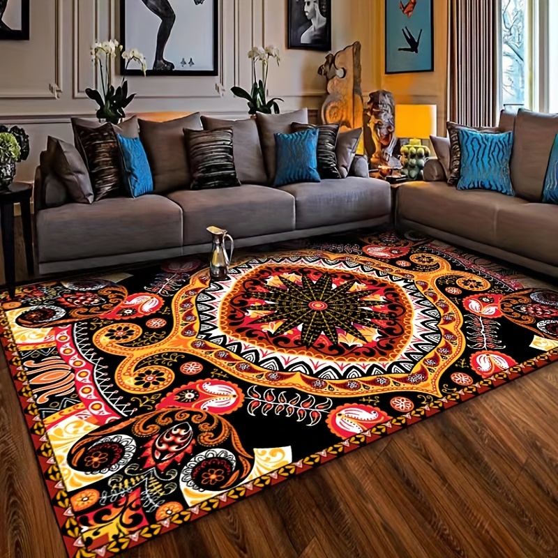 Retro parquet estilo étnico tapete sala de estar mesa café decoração do  tapete moda casa tatami nordic bohemia alfombra