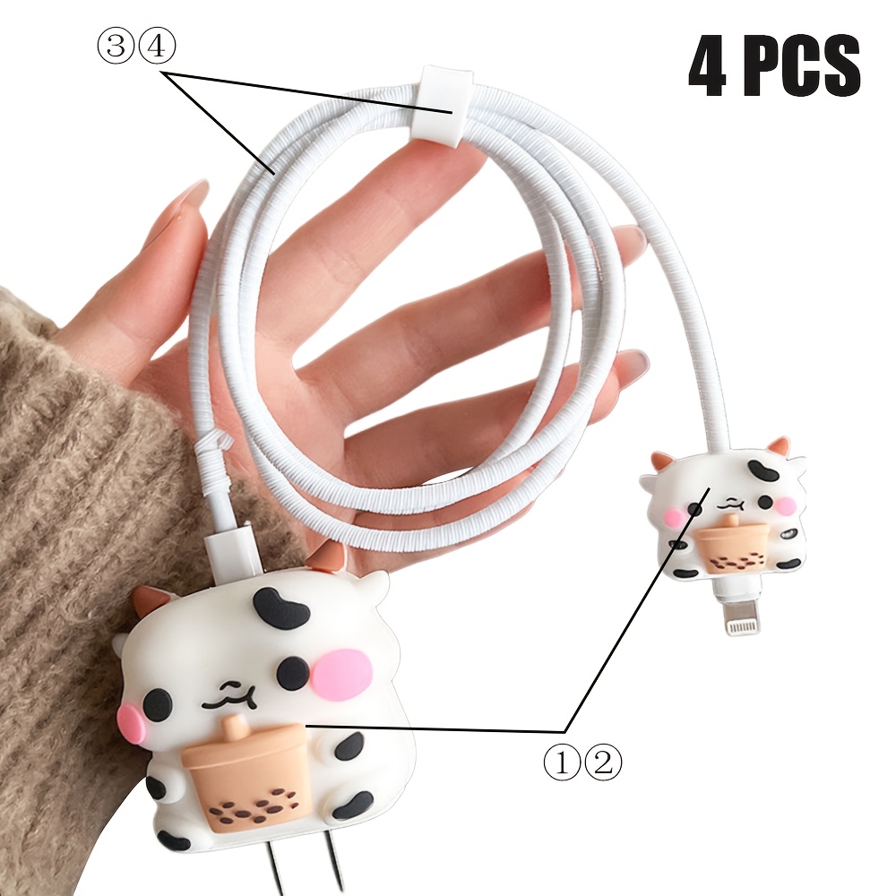 4 Piezas Protector De Cable USB Protector De Cargador - Temu