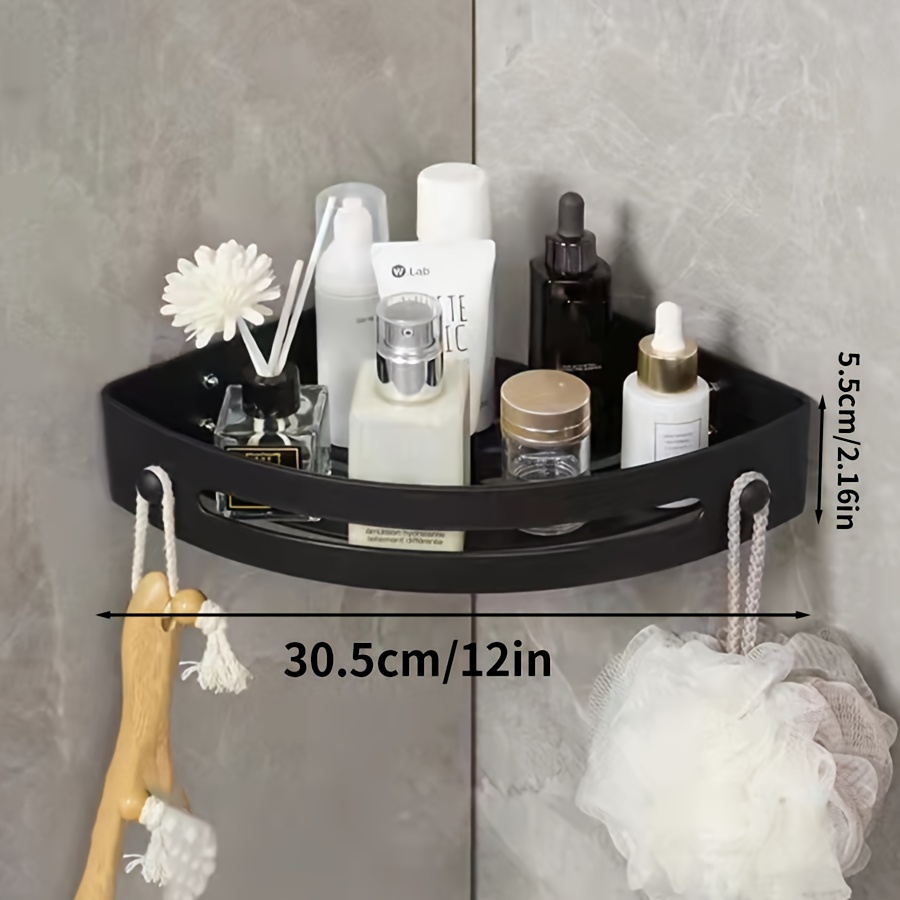1pc White Bathroom Wall-mounted Corner Storage Rack Suitable For Bathroom