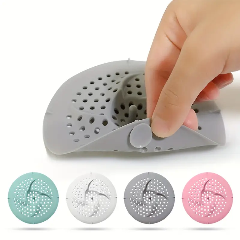 A Set Of Durable Square Silicone Drain Hair Catcher With Suction