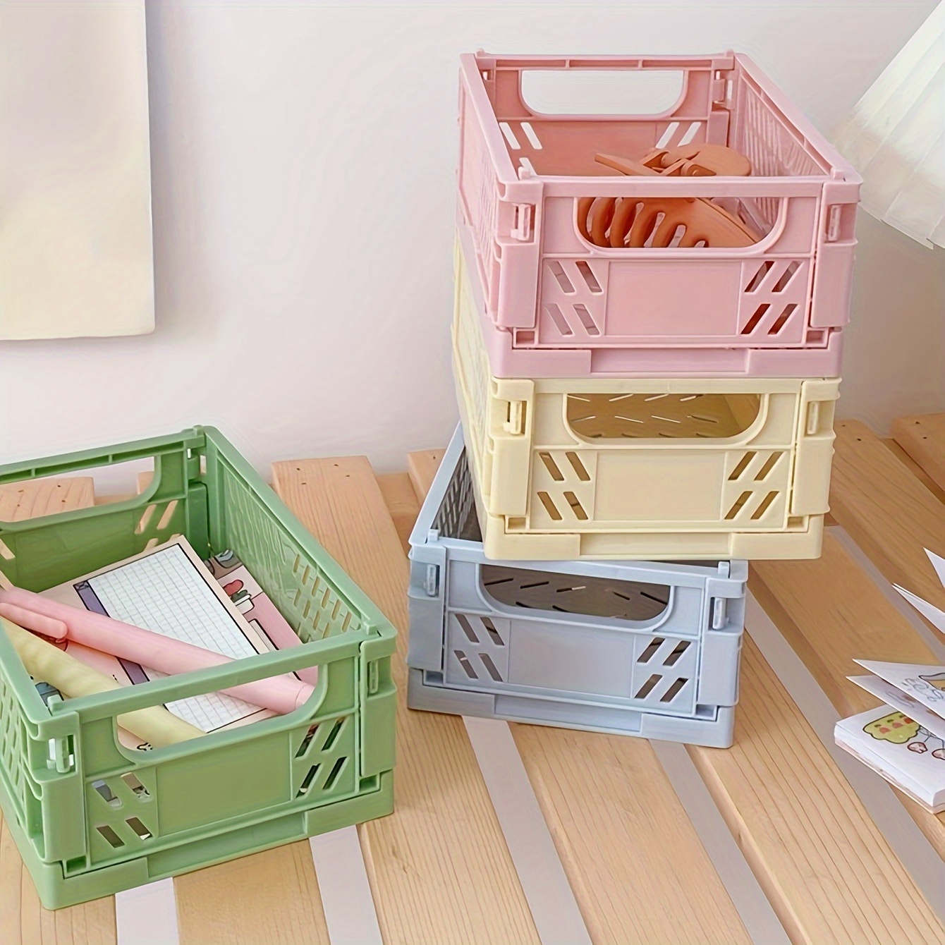 Plastic Storage Basket Collapsible Storage Basket Home - Temu