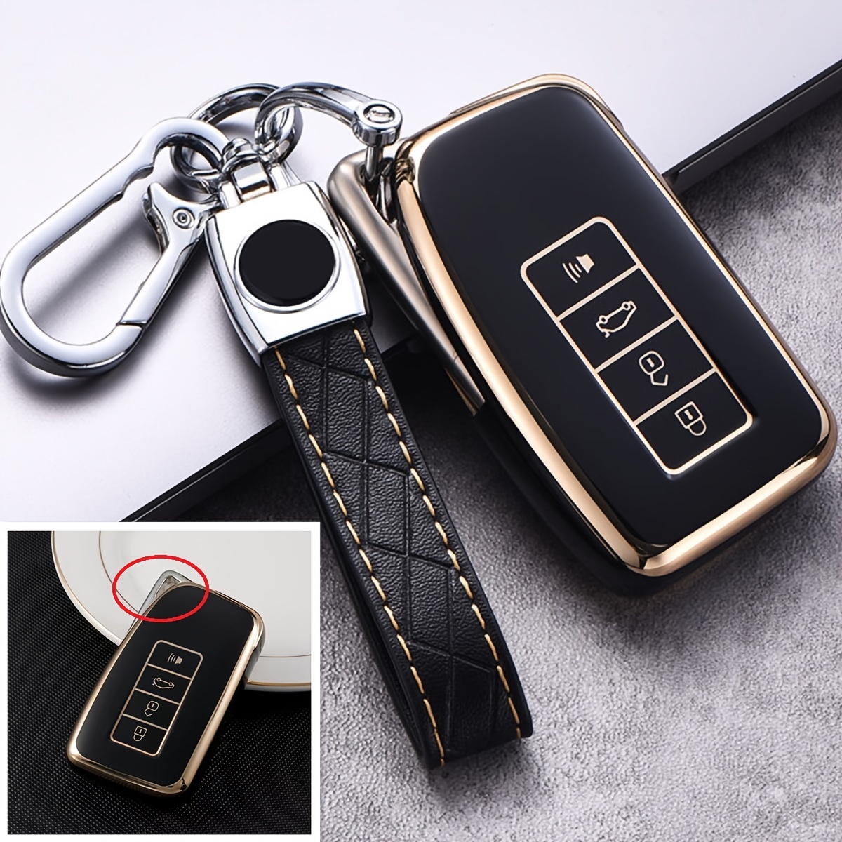 Key Fob Cover With Keychain For Rx Es Gs Ls Nx Rs Gx Lx Rc Lc Smart Key  Fashion Key Holder - Temu