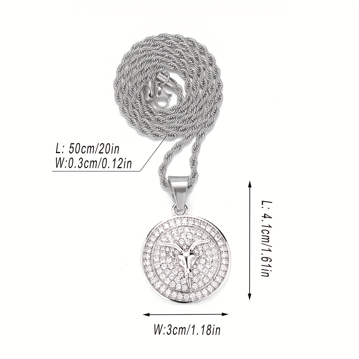 Hip Hop Silver Round 12 Constellations Ice Out Necklace With