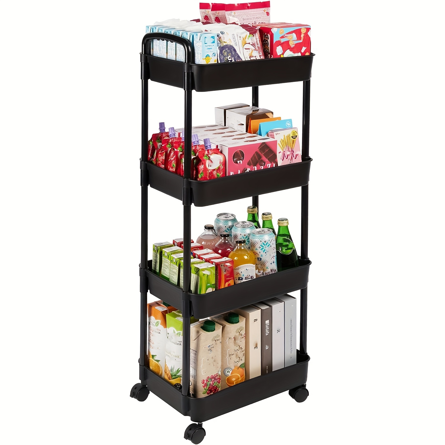 3 tier Rolling Cart Utility Cart With Lockable Wheels - Temu Mexico