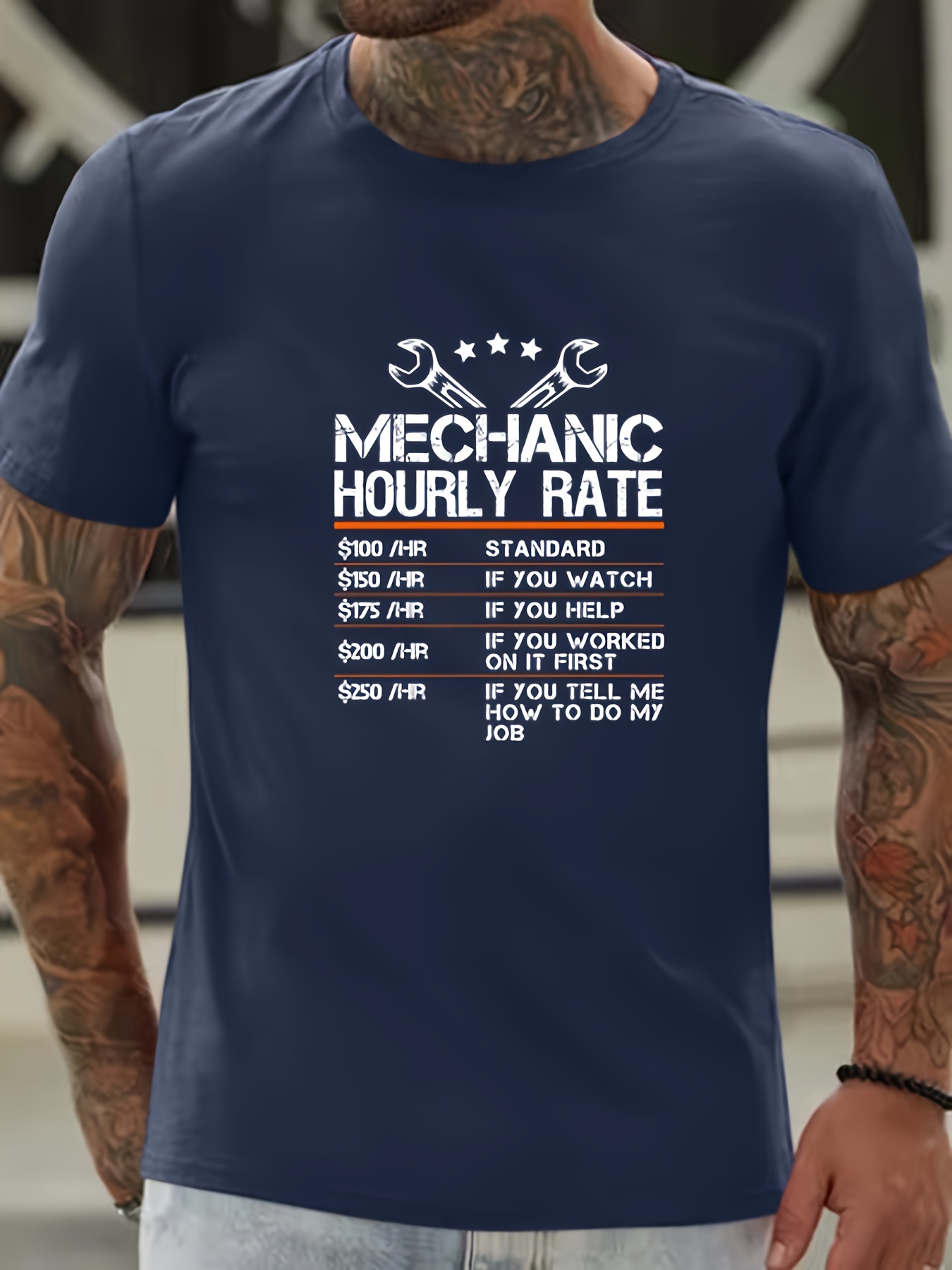 Mechanic Hourly Rate Print T Shirt Tees Men Casual Short Temu Australia
