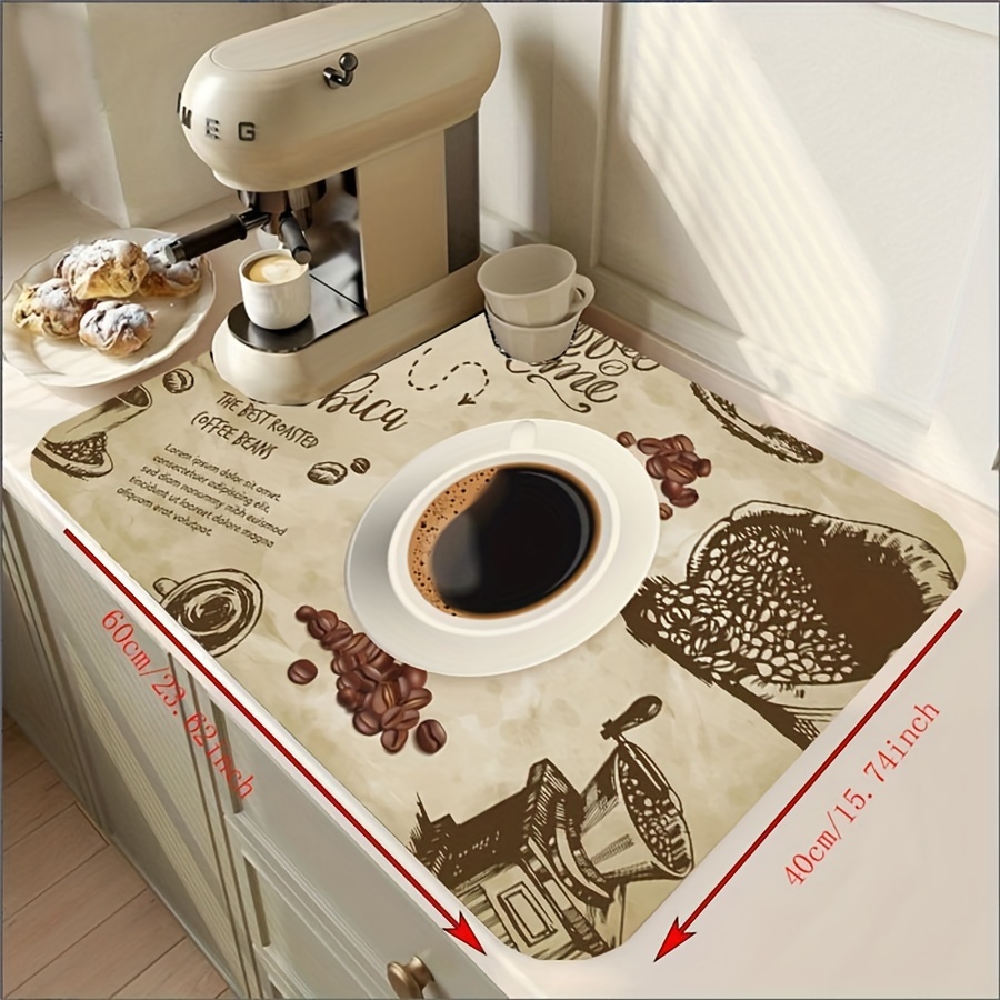 Large Super Absorbent Coffee Mat Quick Drying Plaid Dish - Temu