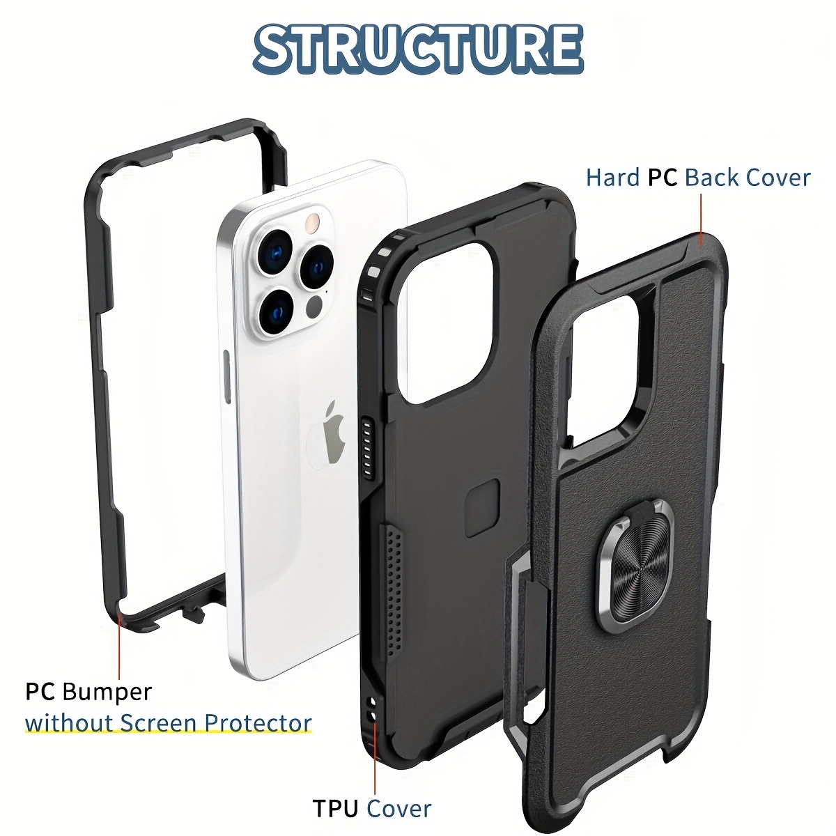  Funda para iPhone 14 Pro de 6.1 pulgadas 5G 2022, funda  protectora resistente de doble capa híbrida con soporte de anillo de 360°  para iPhone 14 Pro de 6.1 pulgadas 5G 2022 : Celulares y Accesorios