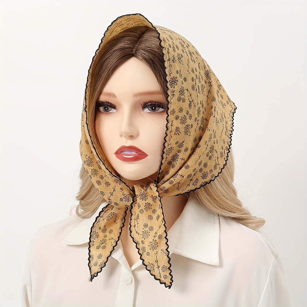 Floral Triangle Scarf Lace Head Wrap Bandana Boho Solid