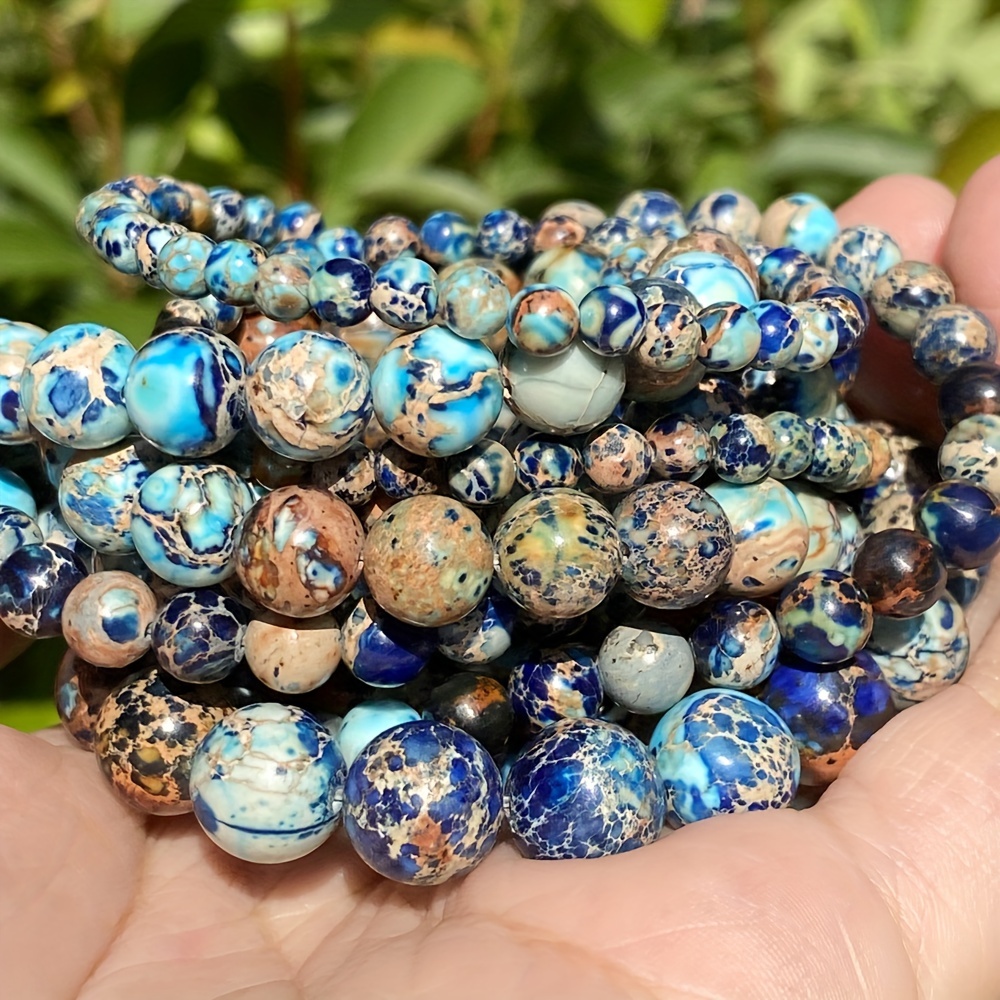 

4/6/8/10mm Natural Stone Blue Sea Sediment Jasper Beads Round Loose Spacer Beads For Jewelry Making Diy Charm Bracelet Necklace Handmade Bracelet