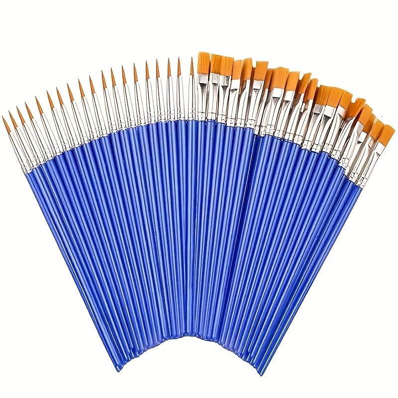 Acrylic Paint Brush Set Round Pointed Tip Flat Paintbrushes - Temu
