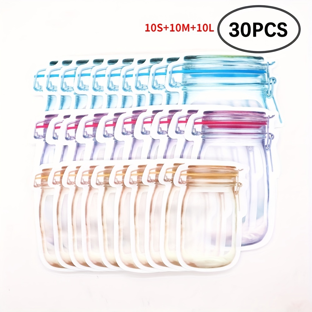 Mason Jar Bags 40 Pcs (10 Size), Reusable Zipper Lock Food Storage Bags  Leakproof Mason Jar Food Saver Bags for Snacks, Spice, Nuts and Candy