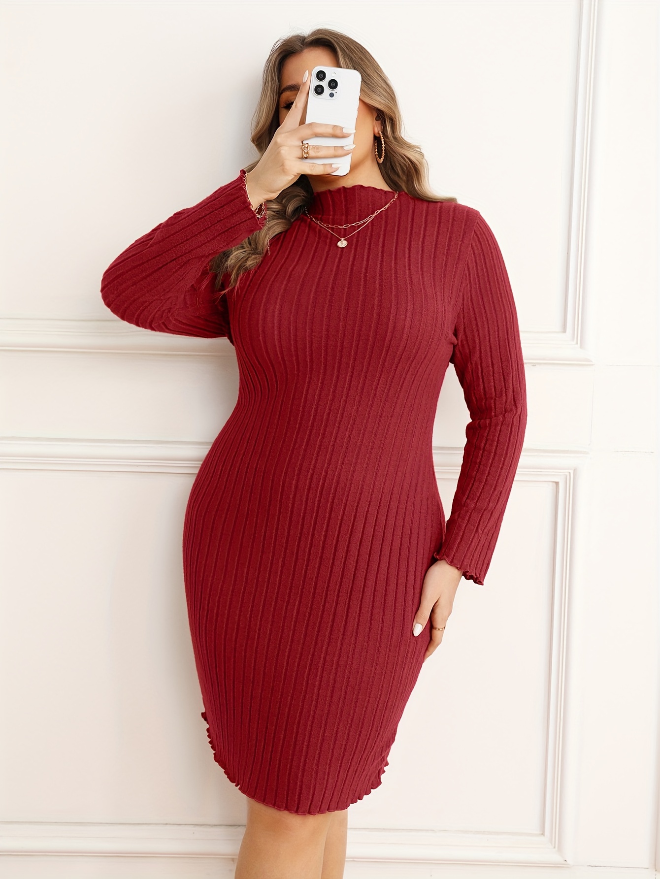 Above the Curve Olive Green Ribbed Bodycon Midi Dress