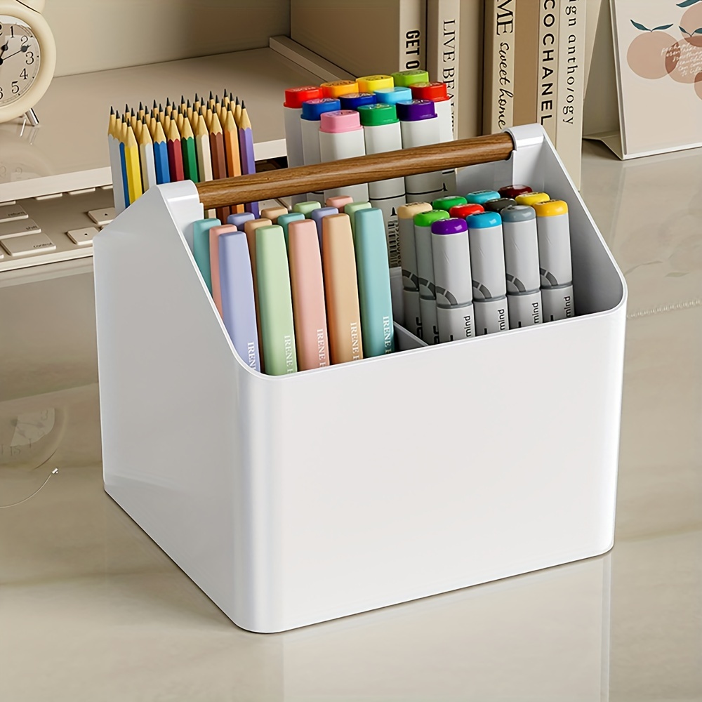 Plastic Pen Pencil Holder Desktop Organizer Box Multi grid - Temu