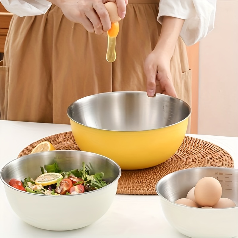 Mixing Bowls, 3 Sizes Stainless Steel Salad Mixing Bowls, Baking