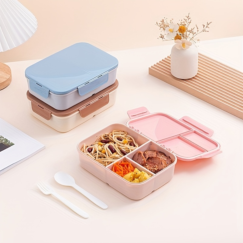 Lunch Box For Kids Adults Picnic Bento Storage Box 4 Compartments with Fork  USA