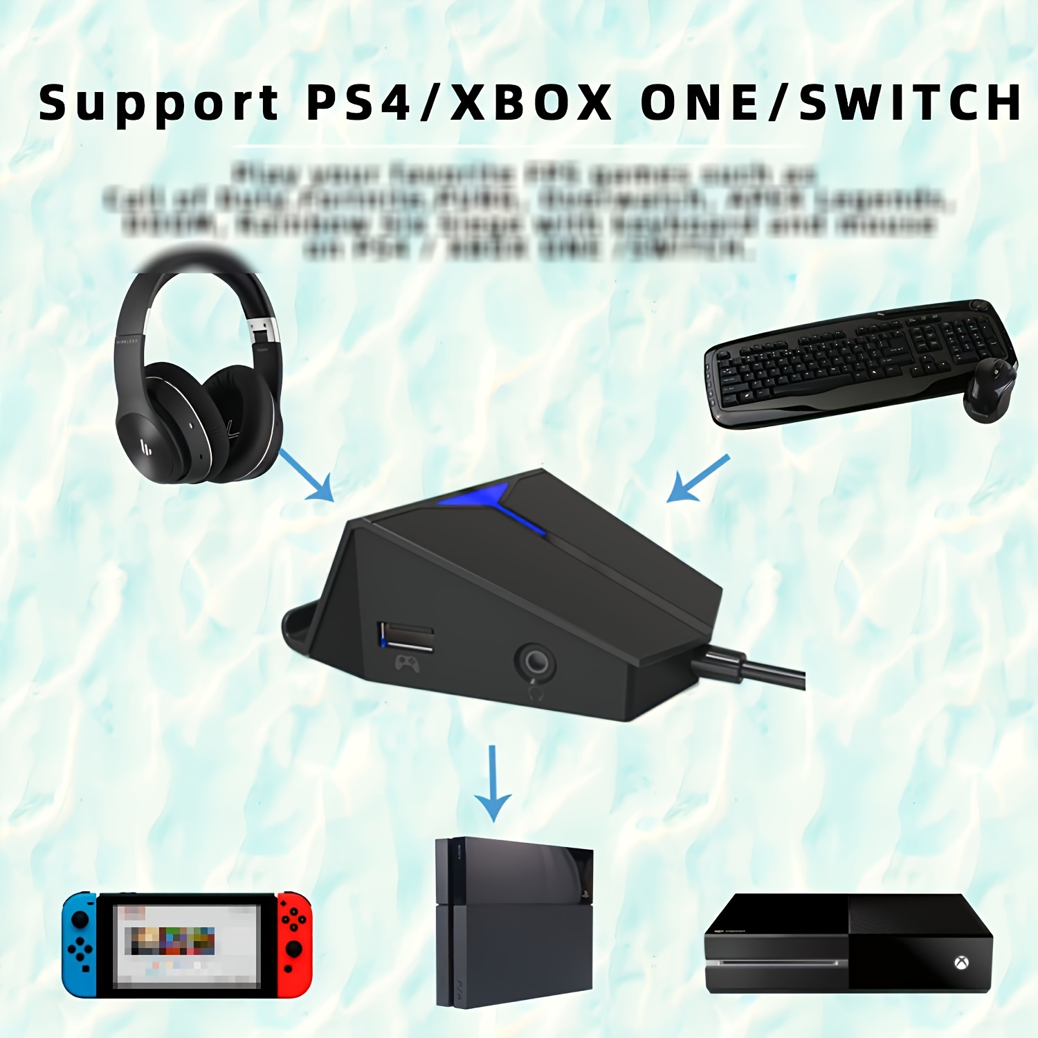 Adaptateur de convertisseur Clavier et Souris pour PS3 / PS4 / PS5 / pour  Xbox 360 / pour Xbox One/pour série Xbox, Clavier et Souris de Jeu Filaire  à Une Main avec