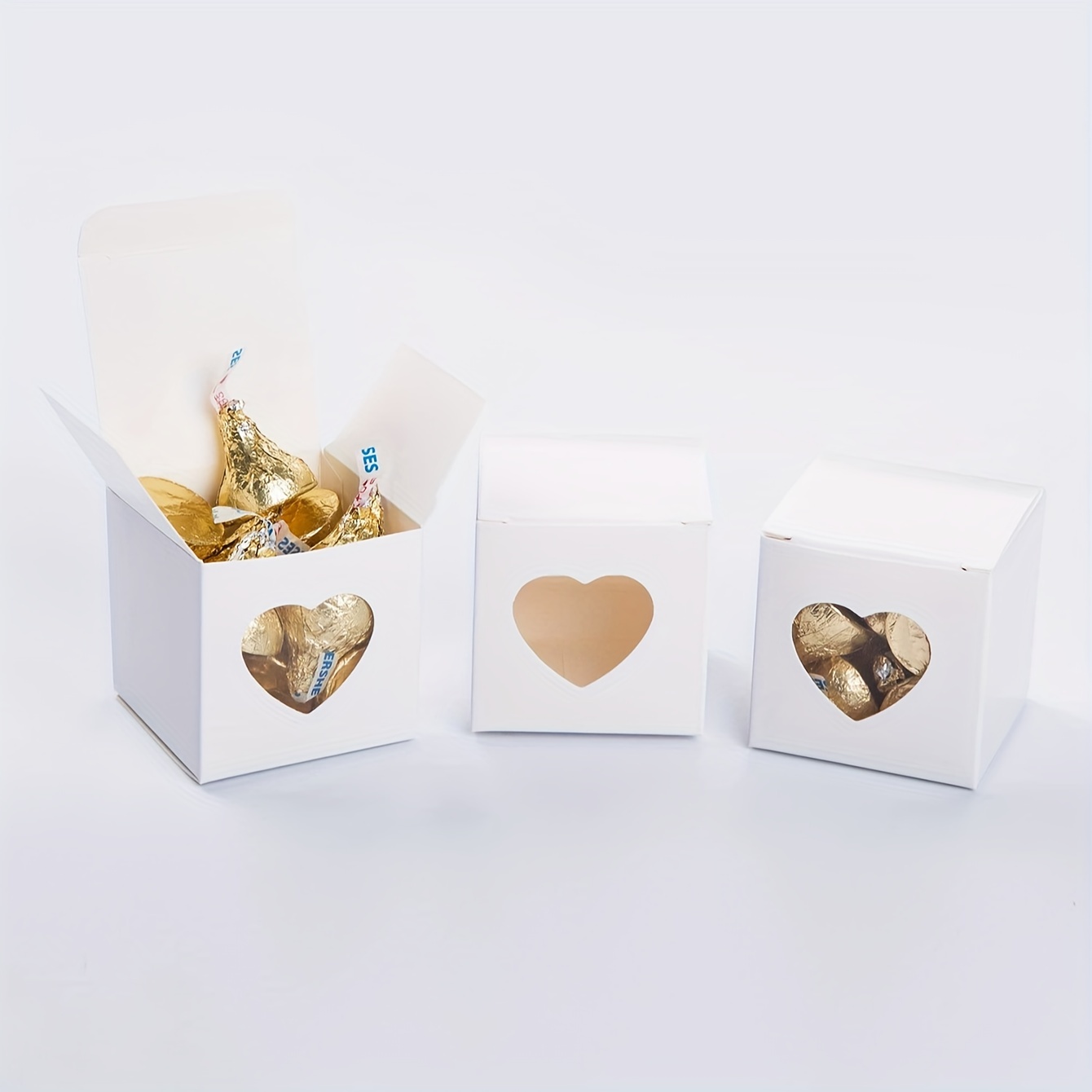 Gold Window Heart Shaped Candy Boxes