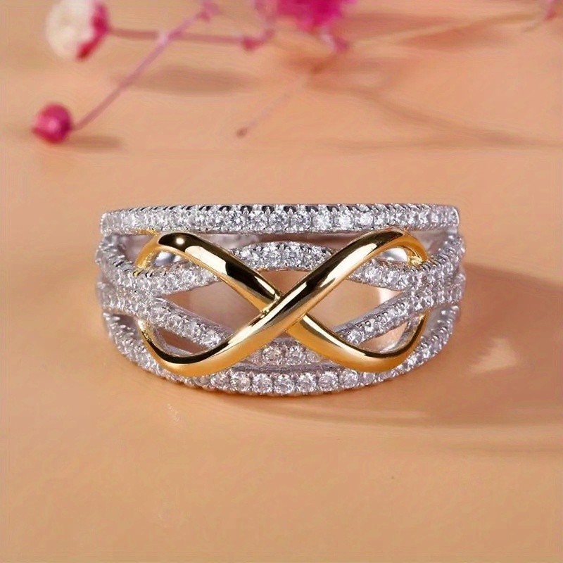 925 Silver Plated Infinity Hollow Zirconia Ring for Women