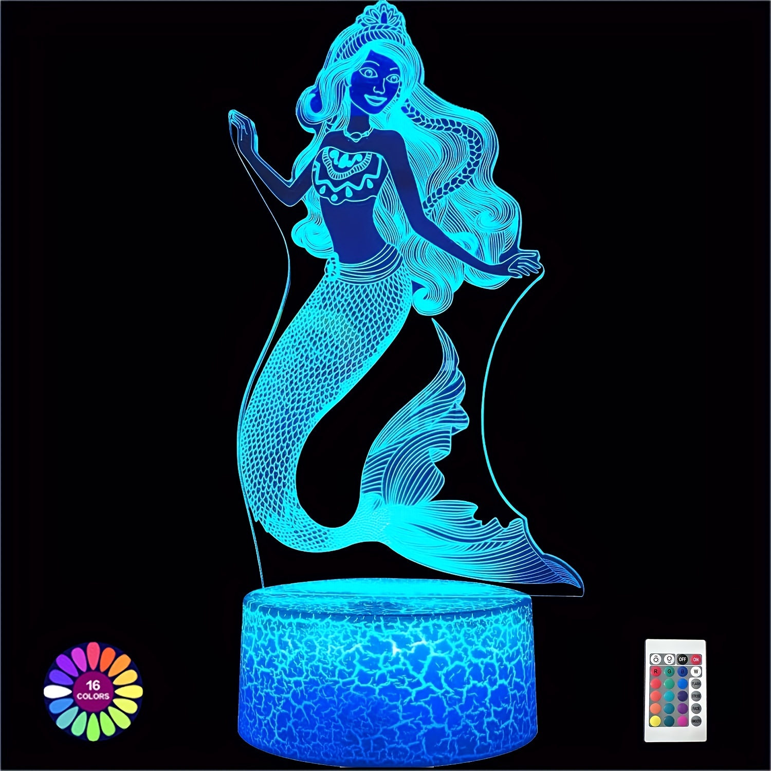 Mermaid 3d Illusion Lamp, Mermaid Gifts For Girls, 3d Night Light With 16  Colors Change Remote Control, Decorative Desk Lamp, Creative Birthday  Christ