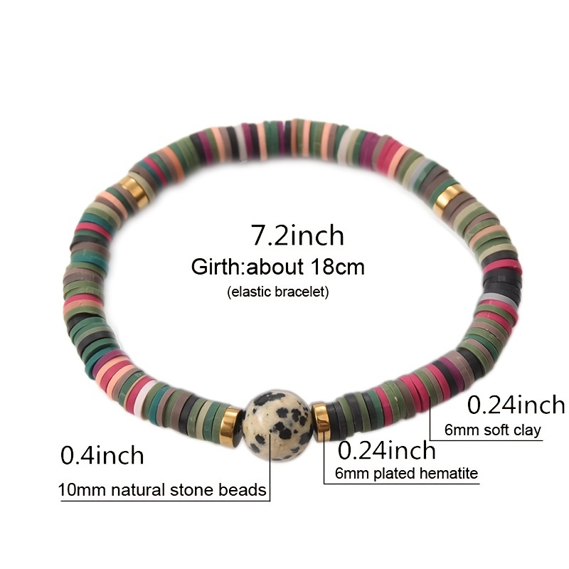 Boho Polymer Clay Disc Beads Stretch Bracelet New Fashion Multicolored Beads Mixed Surf Jewelry 1pc,Temu