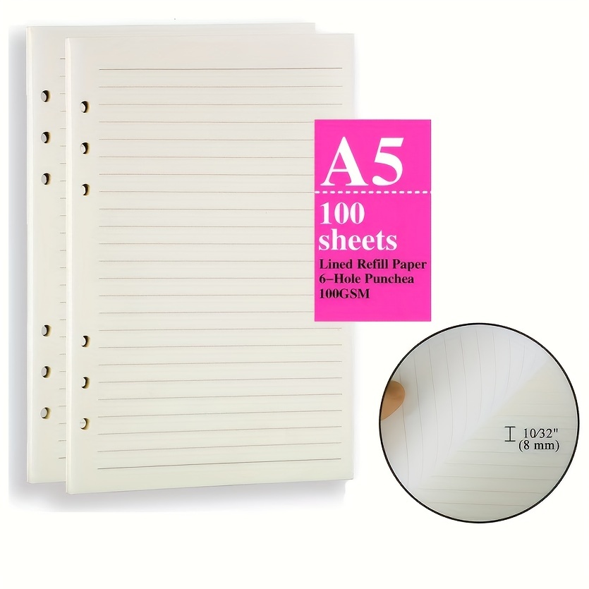 A5/a6 Colorful 6 hole Punched Ruled Refills Inserts For - Temu