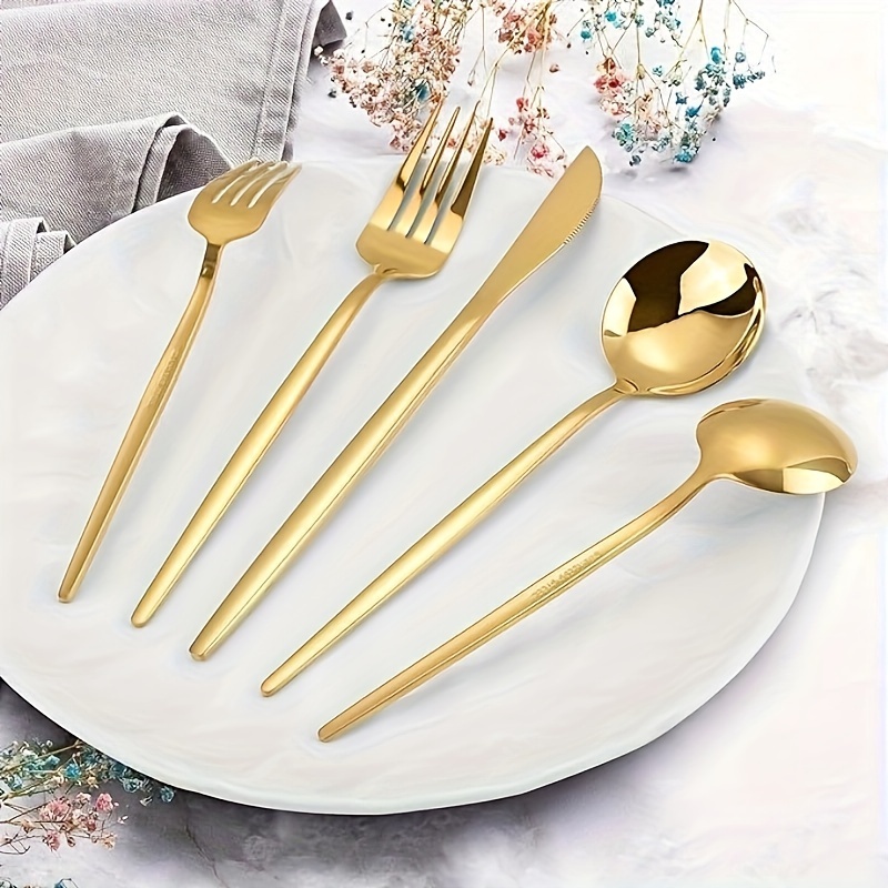 Golden Ceramic Cutlery Set - Casa Cultures