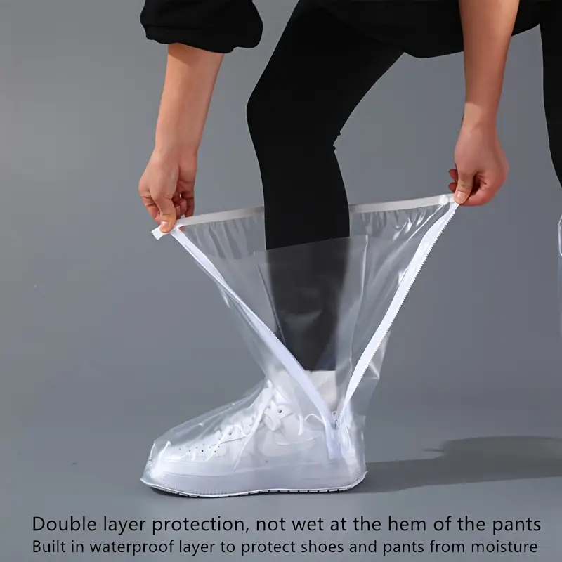 1pair transparent fashionable rain shoe covers for men women waterproof anti slip shoe covers details 5