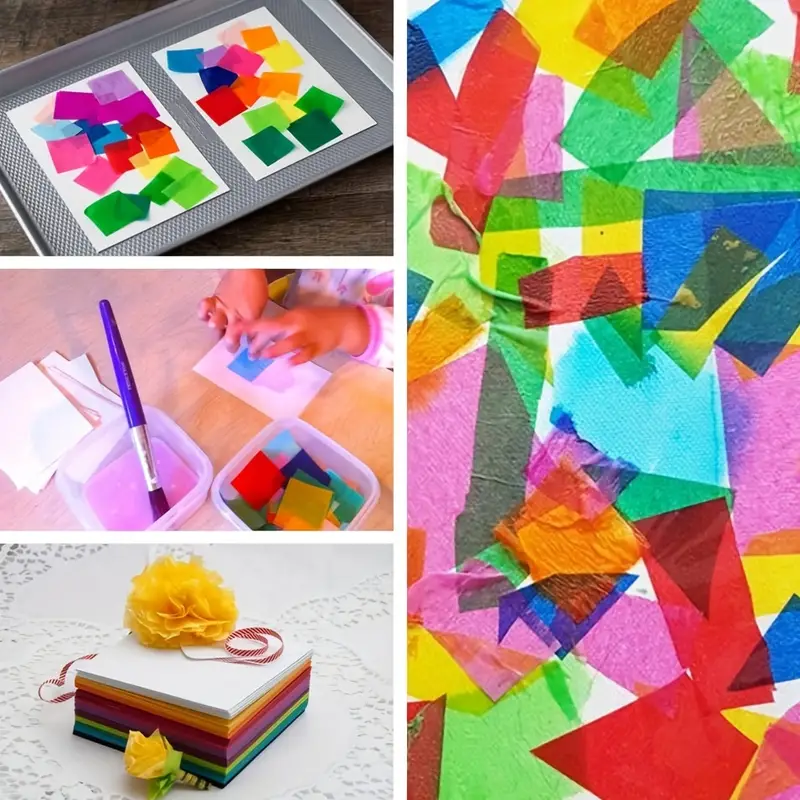 Tissue Paper Squares, Assorted Colors Tissue Paper Mosaic Squares for Arts  Craft DIY Projects Scrapbooking Scrunch Art Classroom Activities(2.5x2.5cm)