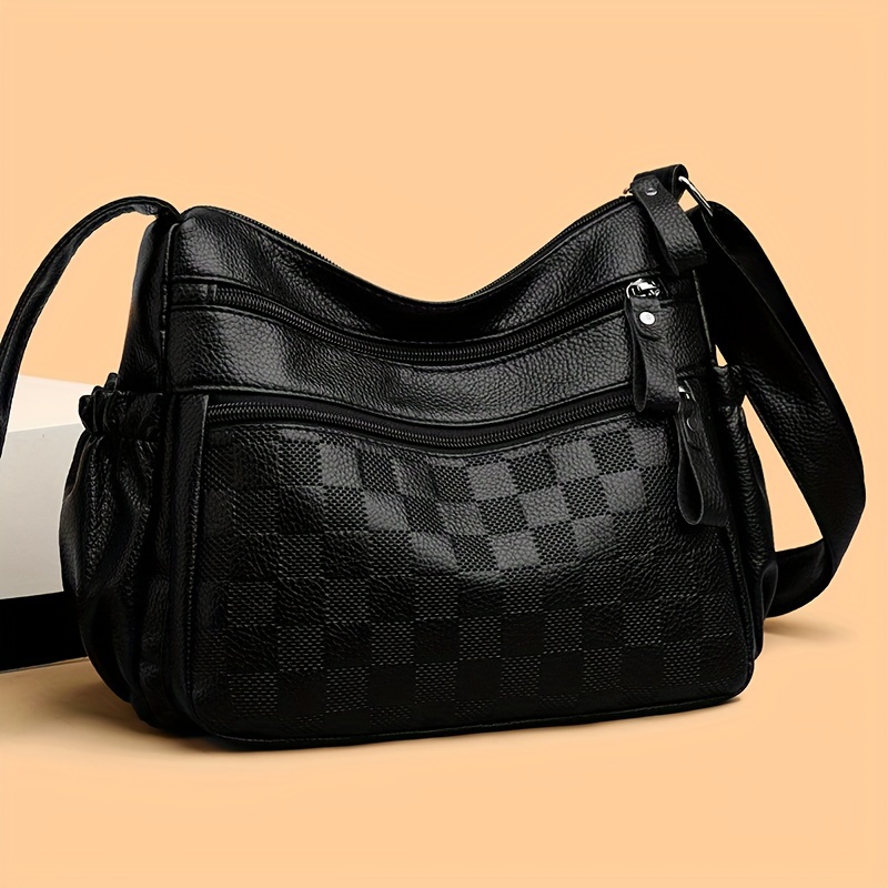 Plaid Embossed Dome Bag PU