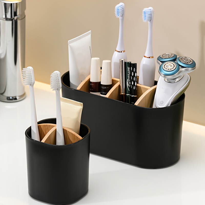  Soporte para cepillos de dientes para baño, acrílico  transparente desmontable para fácil limpieza, almacenamiento multifunción,  4 ranuras para cepillo de dientes eléctrico y pasta de dientes, organizador  para tocador de baño