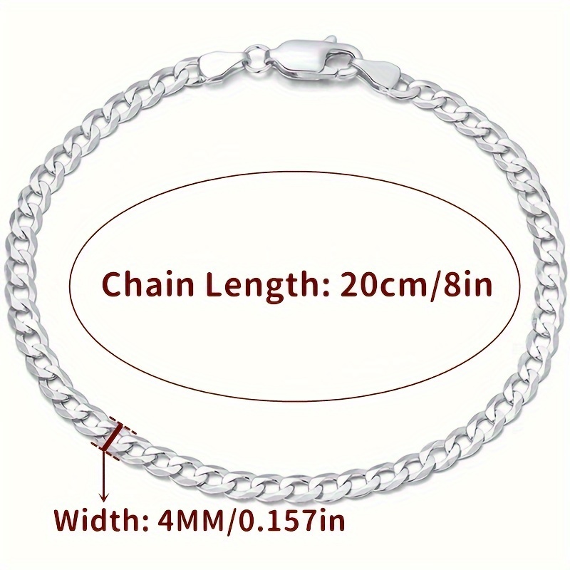 Stylish Silver Cuban Link Curb Chain Bracelet Man Women - Temu United  Kingdom