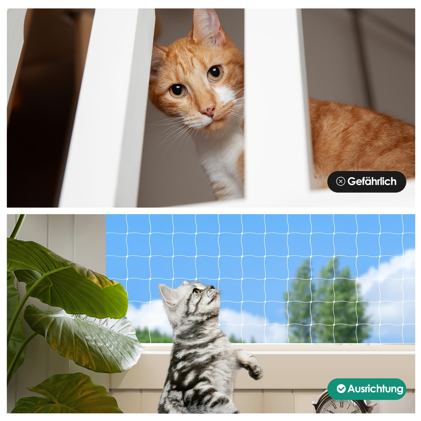 Cat Balcony Net, Pet Balcony Mesh Fence Net Sturdy Protective Net With  Fastening Accessories,Anti-bite And Tear-resistant, For Window And Balcony
