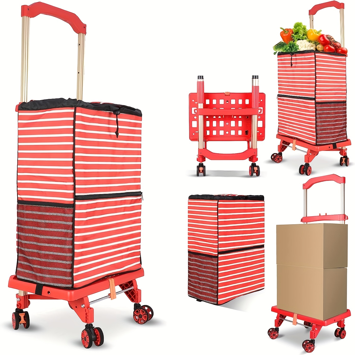 Sleek Foldable Trolley Cart, Portable & Compact for Home