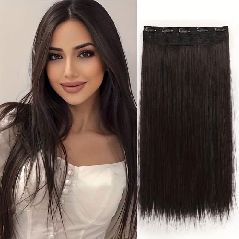 Synthetic Natural Black Clip In Hair Extensions Women Full Temu New