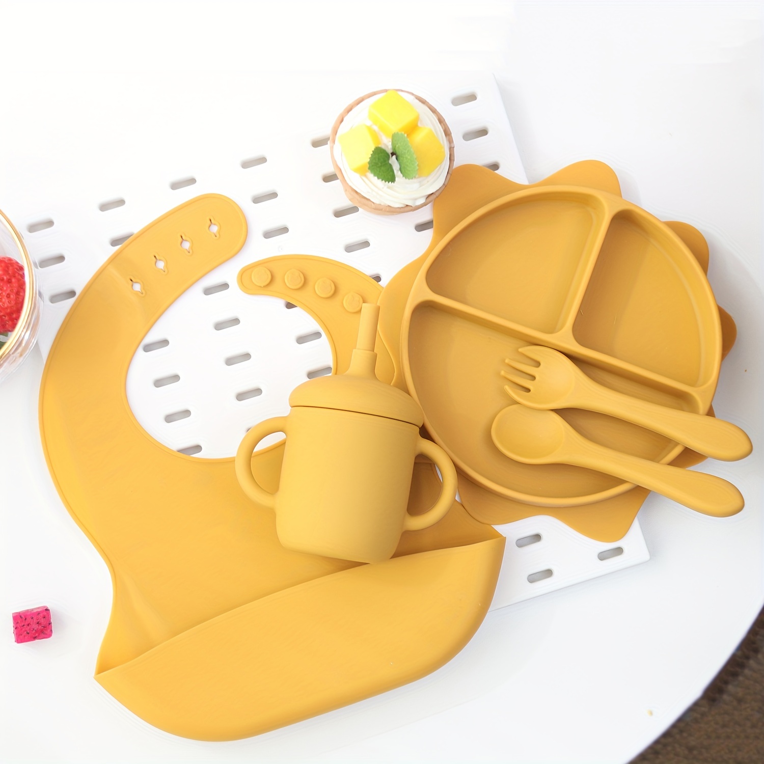 Juego de vajilla para bebé de silicona de grado alimenticio de 5 piezas -  ¡Perfecto para alimentar, comer y aprender!