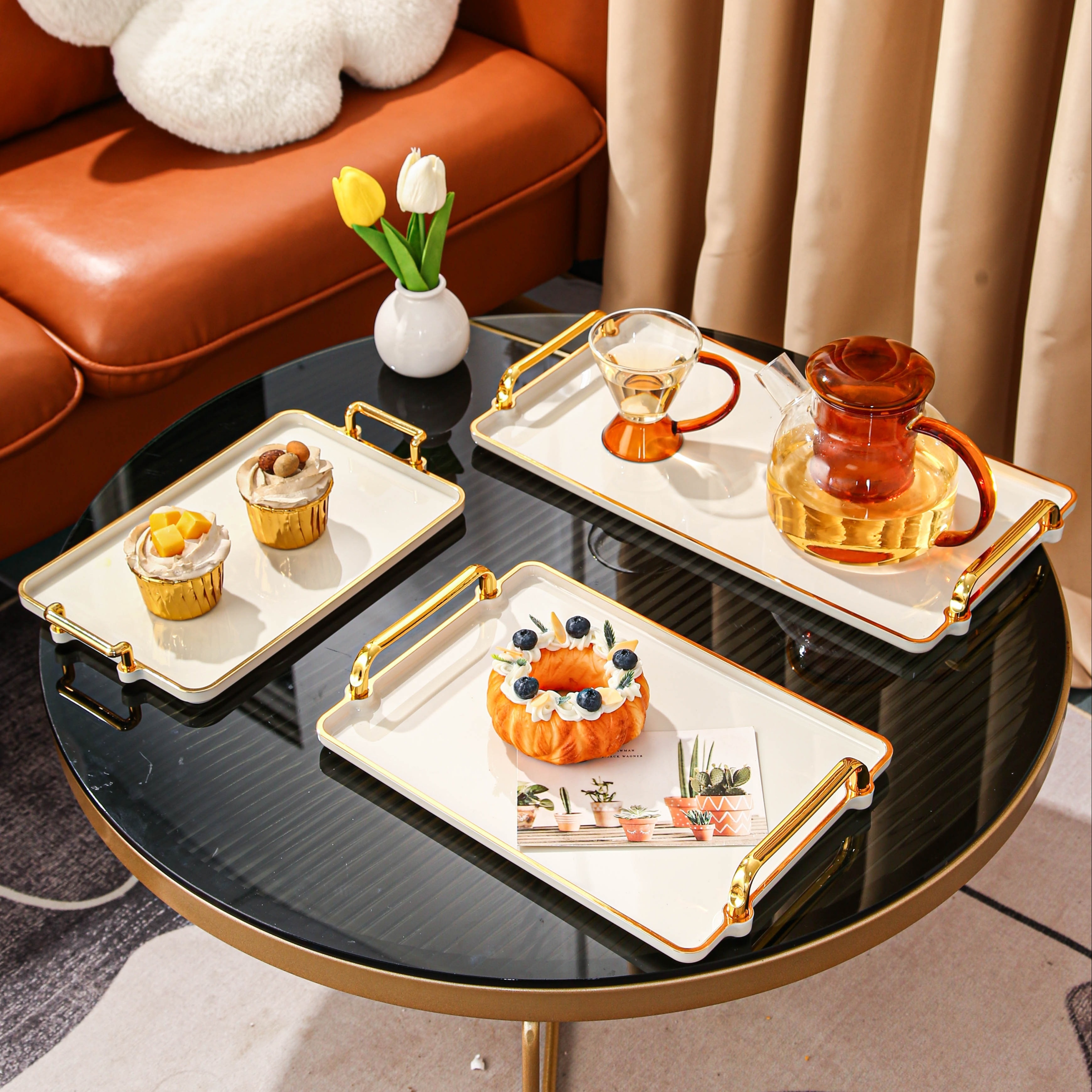 Light Luxury Plastic Tray Cup Holder Rectangular Dinner - Temu Kuwait