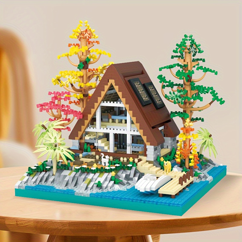 2688pcs Lakeside A-Frame Cabin Building Blocks For Adults, Home Decor, Gift