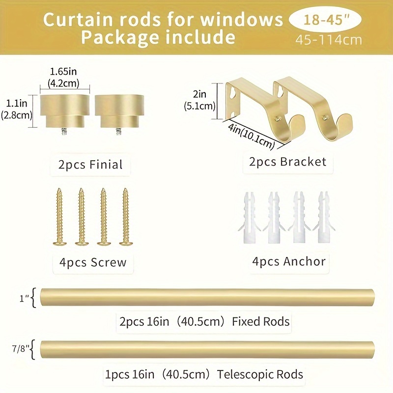 Curtain Rod Bracket, 6pcs Double Curtain Rod Holder, Double Rod Brackets  Hooks For Living Room Bedroom Curtain Rods (gold)