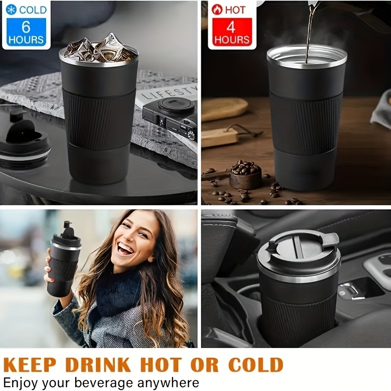 Keep Smiling Stainless Steel Travel Mug with Handle, 14oz