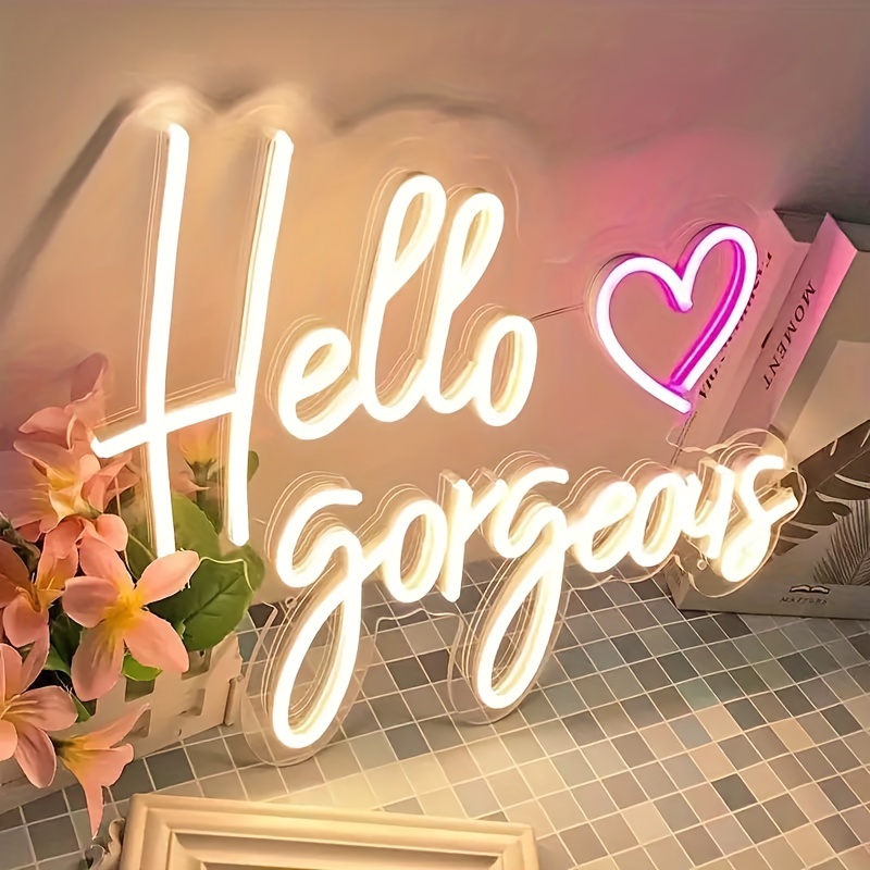 Hello Gorgeous Neon Sign Hello Beautiful Pink LED Neon Lights for Home  Wedding Birthday Backdrop Bacelorette Party Wth Dimmable