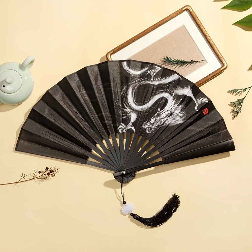 

Chinese Style Cool Dragon Shaped Folding Fan With Starry Design