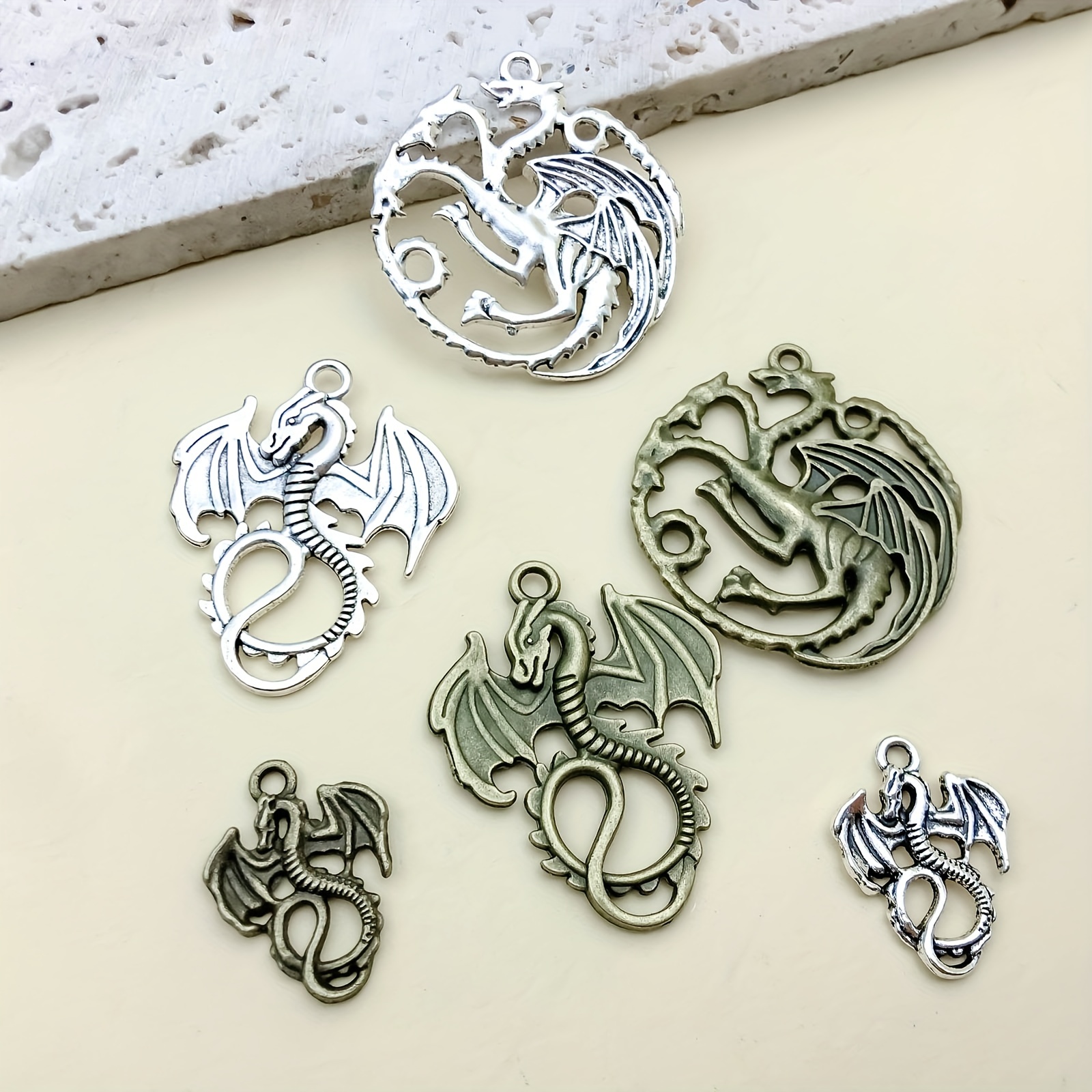 5pcs Alloy Western Dragon-shaped Charms Vintage Dragon Pendant for Jewelry, Jewels Making DIY Bracelet Necklace Earrings,Temu