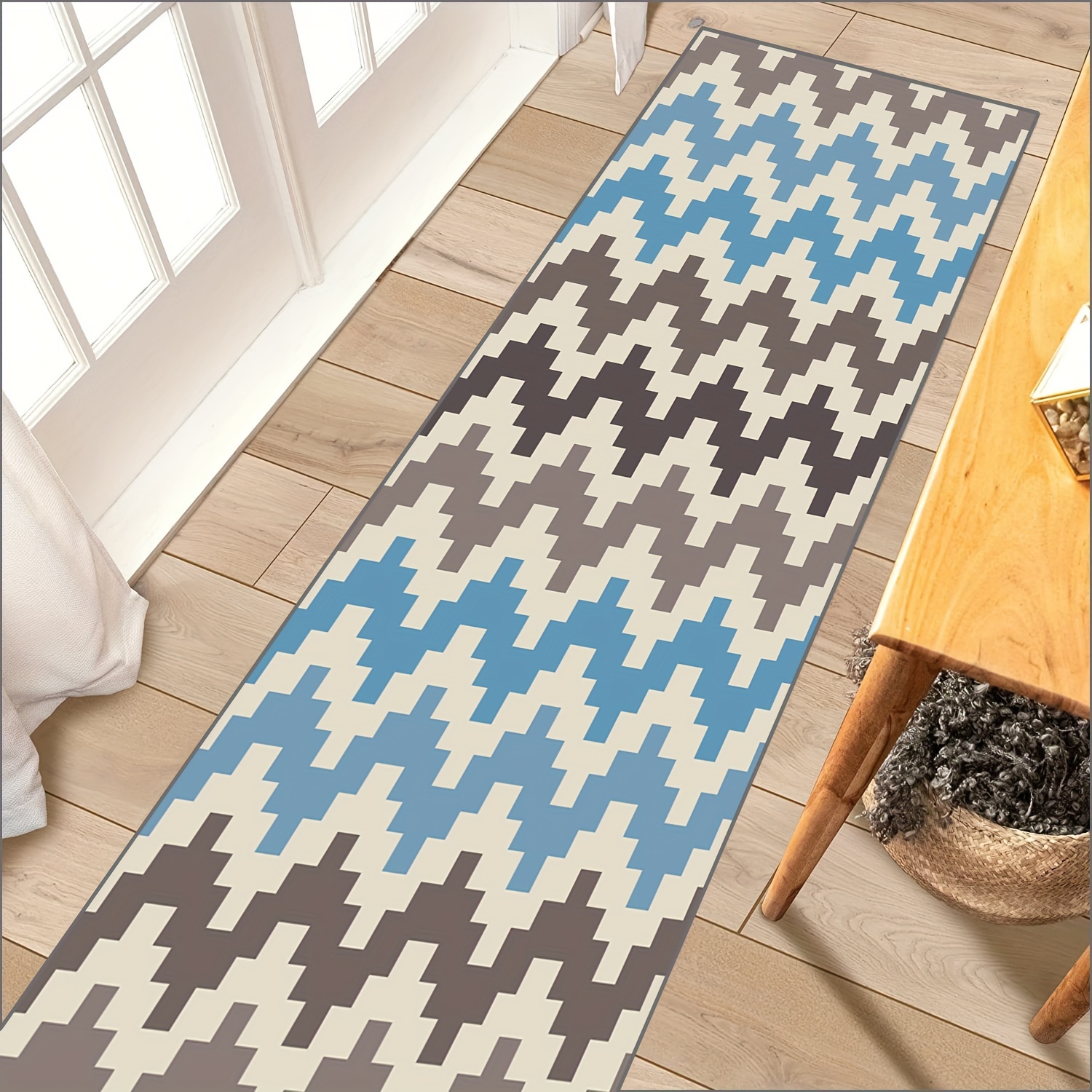 Teal Kitchen Rugs and Mats Non Skid Washable, Kitchen Mat Set of 2