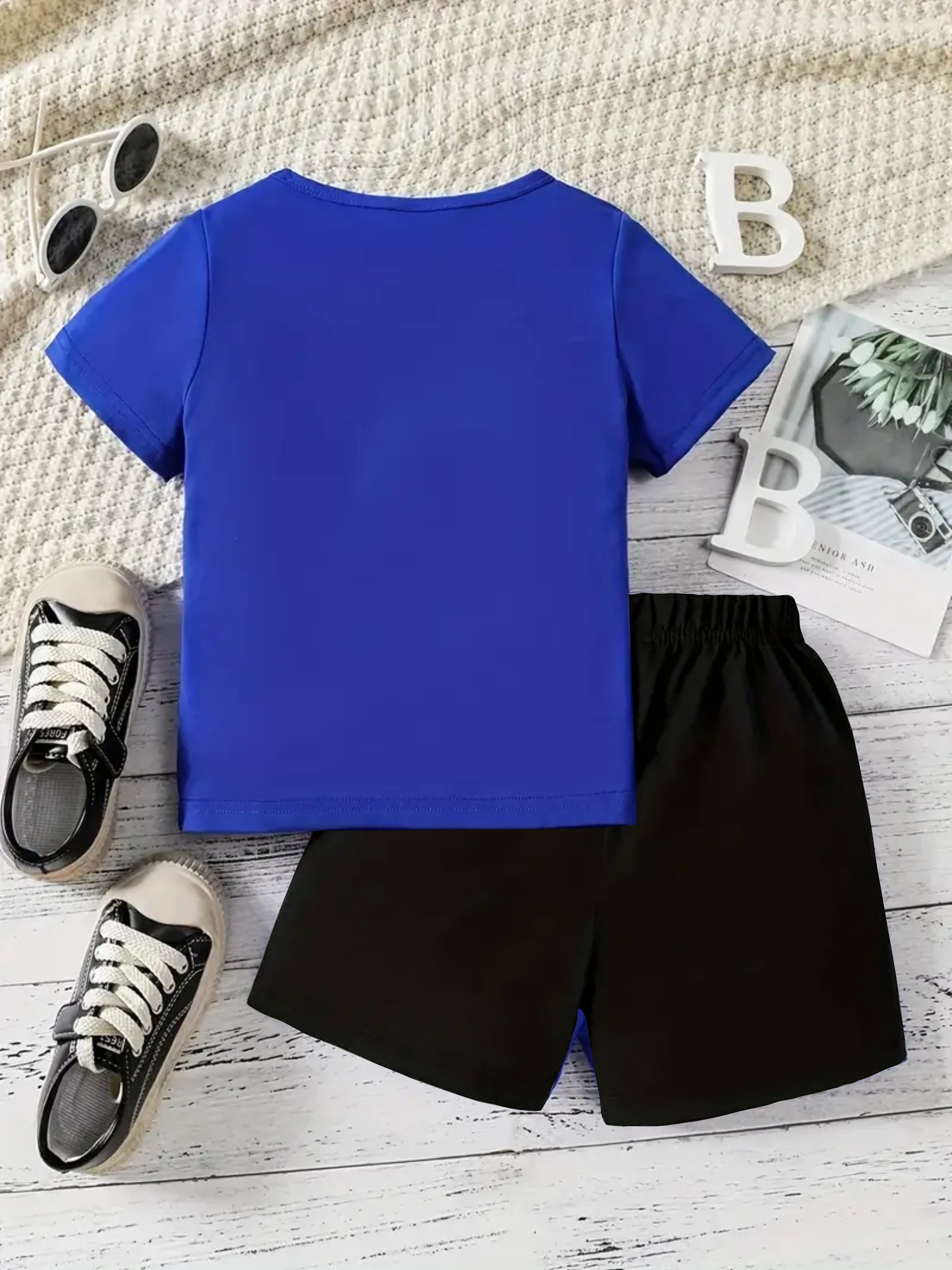 Boy's Stylish 2pcs, T-Shirt & Shorts Set, Cool Zone Cartoon Pattern Print Short Sleeve Top, Casual Outfits, Kids Clothes For Summer