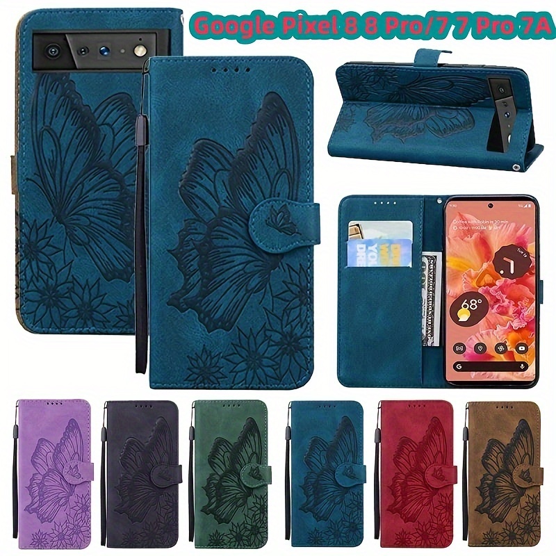 Funda de cuero genuino para Google Pixel 8/7/6/A/Pro con patrón de  cocodrilo