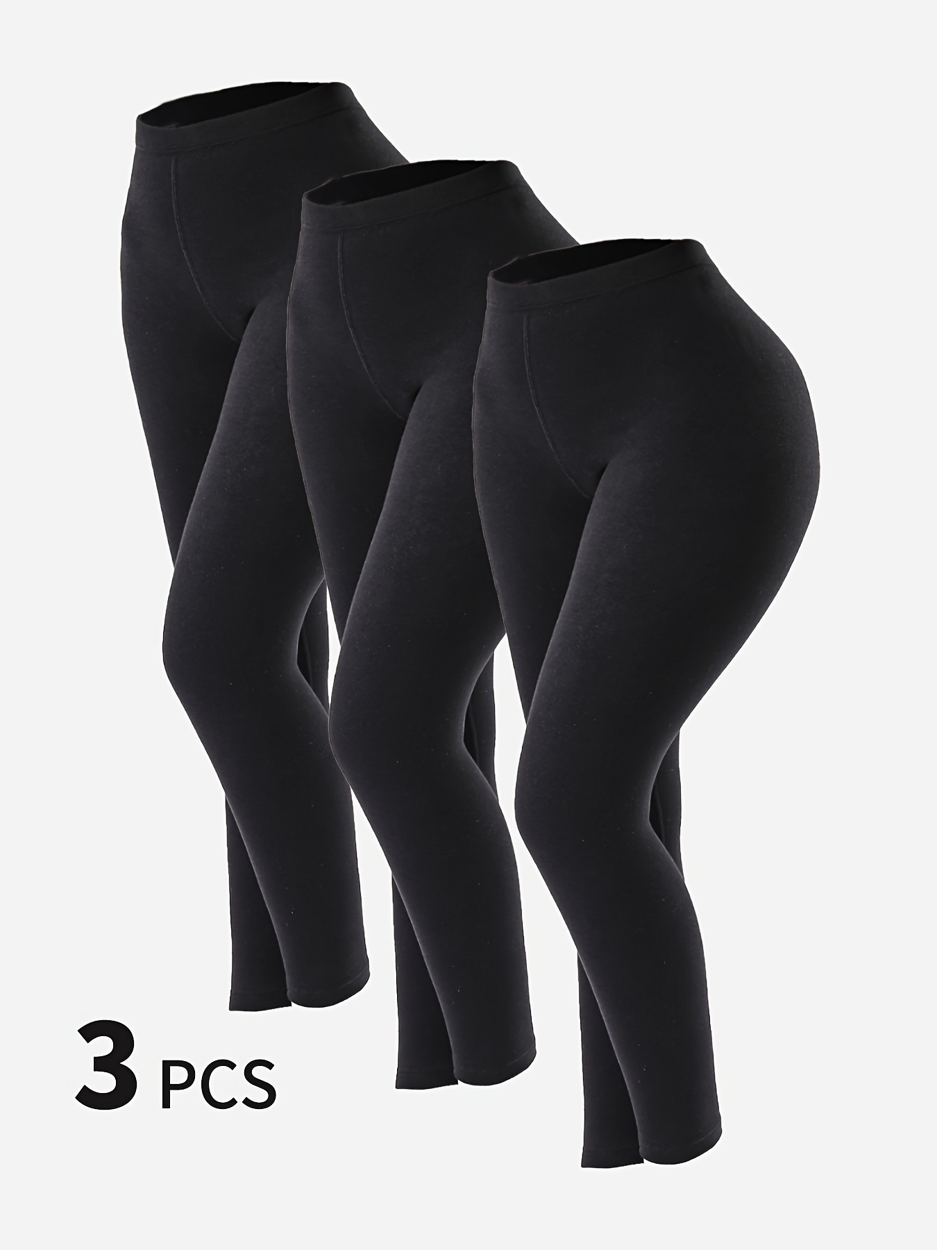 3/4 Solid Thermal Pants Soft Comfy Slim Elastic Tights - Temu