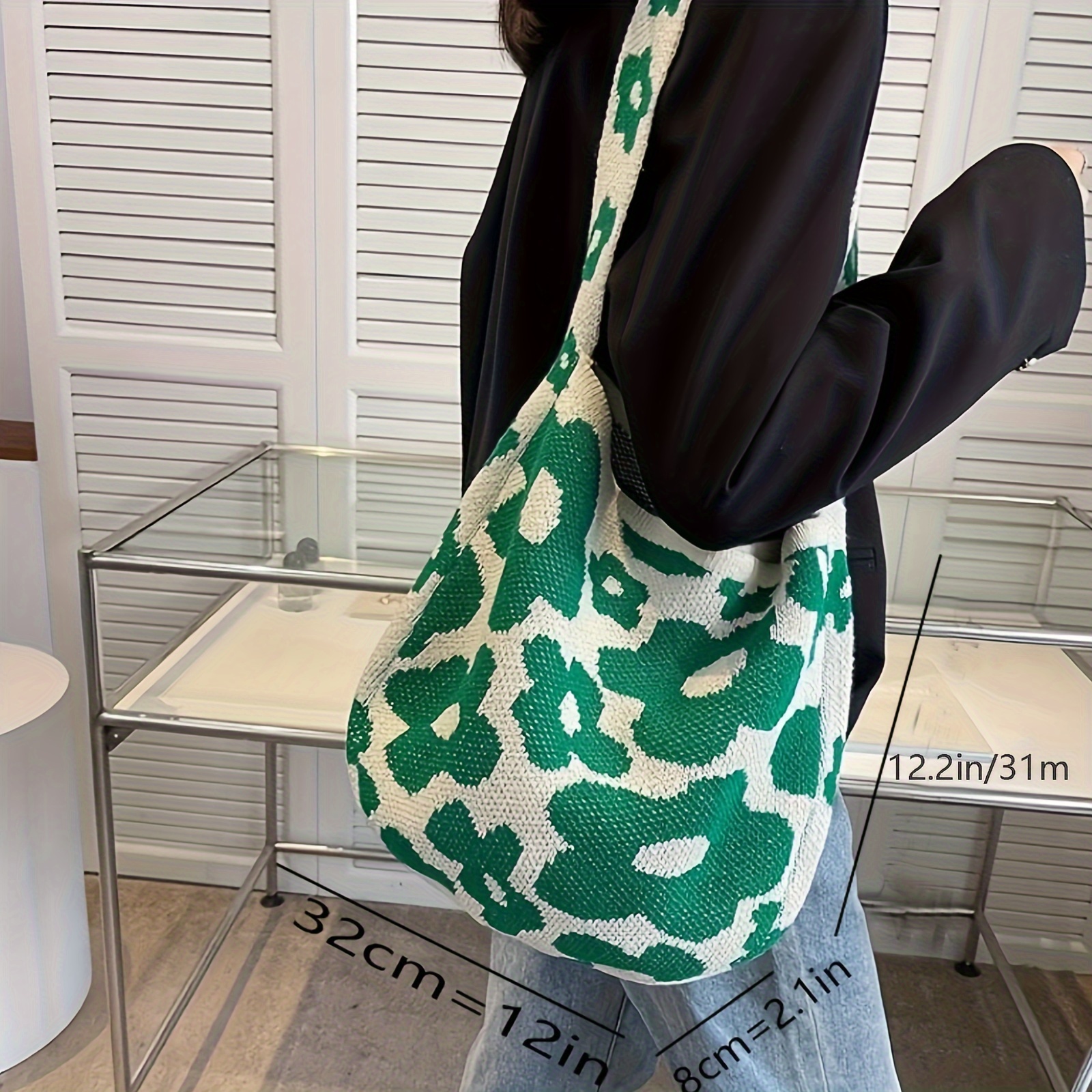 Women's Crochet Tote Bag Knitted Shoulder Crossbody Handbags Aesthetic  Shopping Bag Cute Purses Crocheted Hobo Bag 