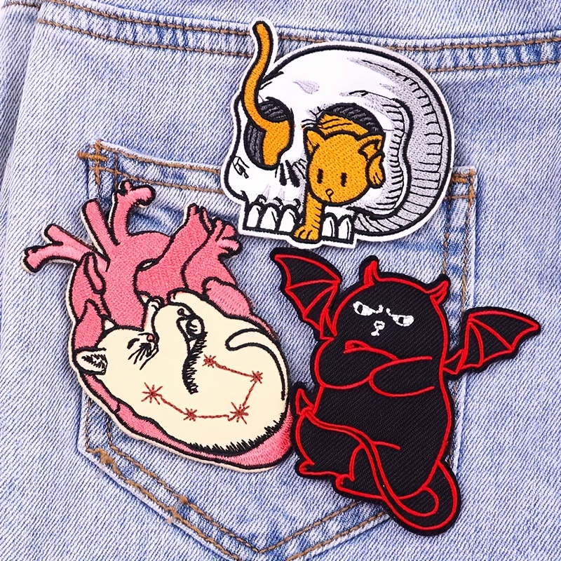 Anime Fashion Devil Animals Embroidery Patches on Clothes Clothing  Thermoadhesive Patches for Jacket Badge for Sewing Applique