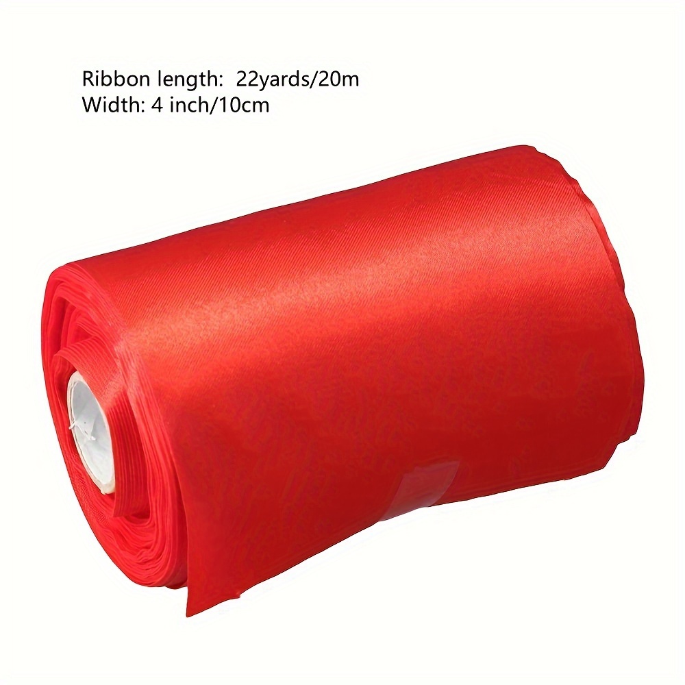 4 Inch X 22yards Wide Red Satin Ribbon Solid Fabric Large Ribbon For Cutting  Ceremony Kit Grand Opening Chair Sash Table Hair Car Bows Sewing Craft Gi