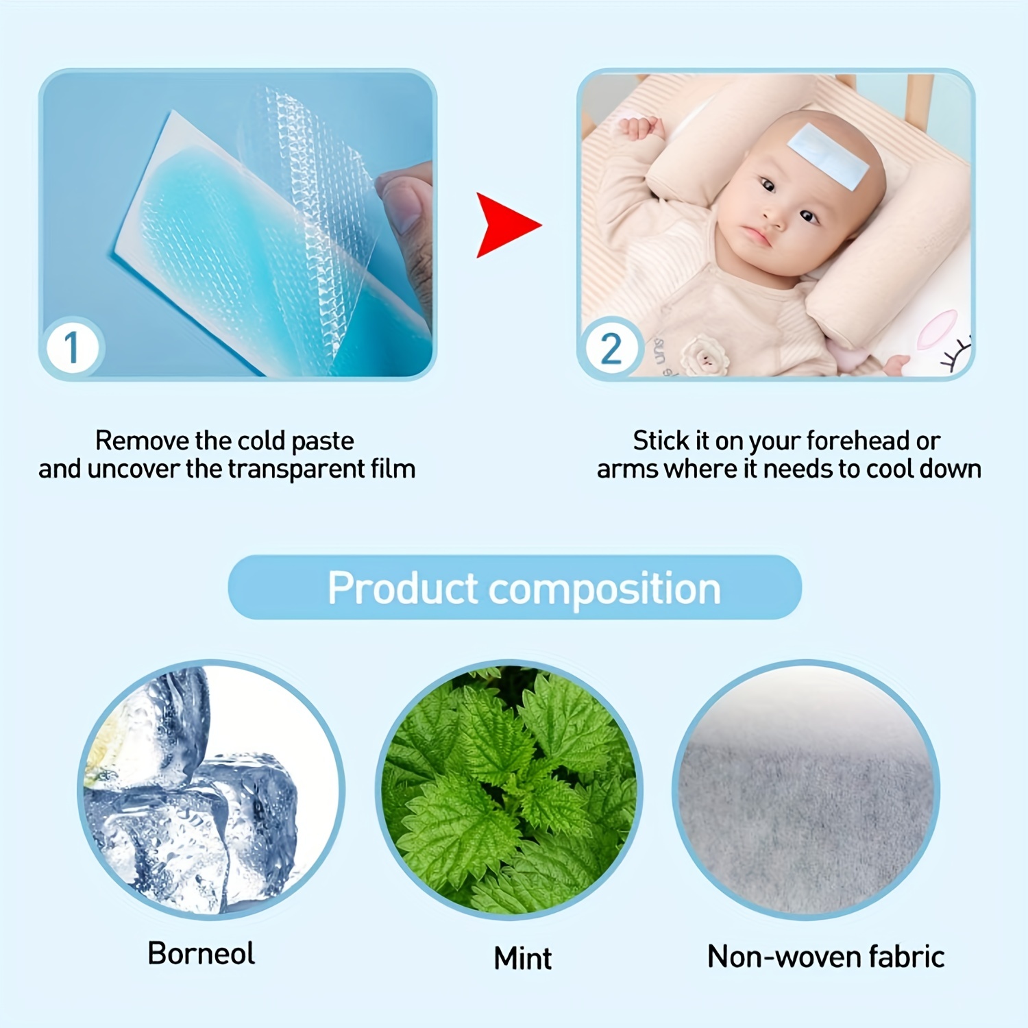 Health Care Supplies Fever Gel Cooling Pad for Baby Care Cooling Gel Patch  Baby Fever Patch 4PCS